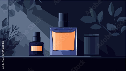 Illustration of men's perfume. Men's cologne. Bottle of men's toilet water.