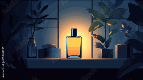 Illustration of men's perfume. Men's cologne. Bottle of men's toilet water.