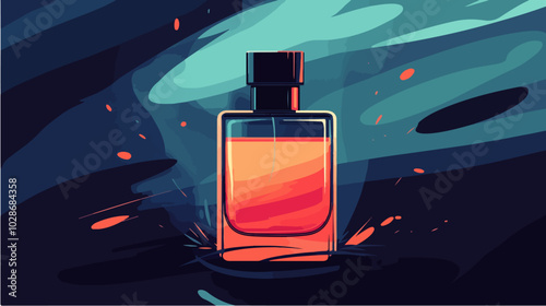 Illustration of men's perfume. Men's cologne. Bottle of men's toilet water.