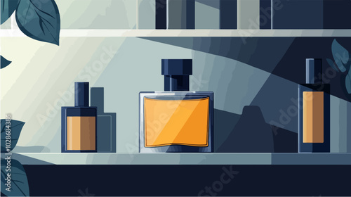 Illustration of men's perfume. Men's cologne. Bottle of men's toilet water.