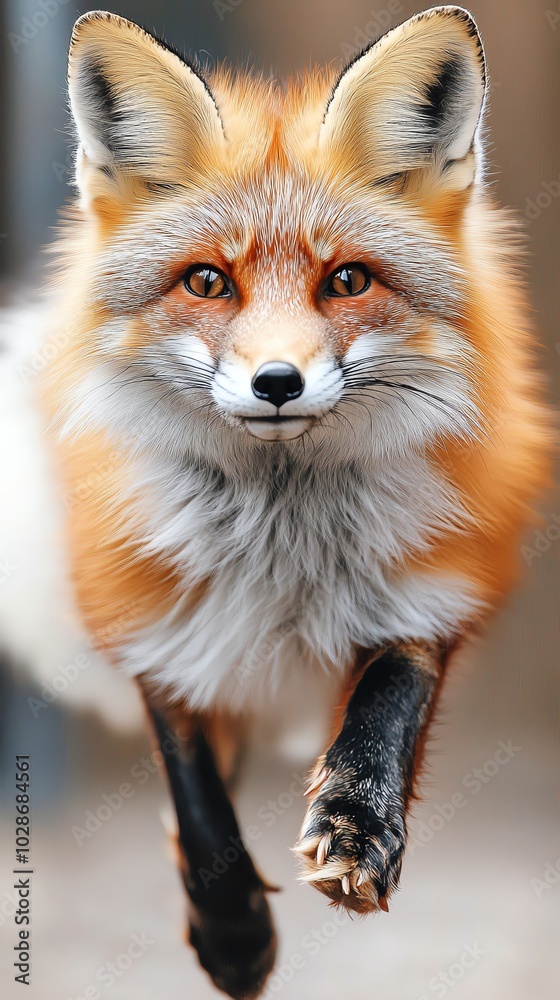 Close-up of a red fox running Close-up of a red fox running