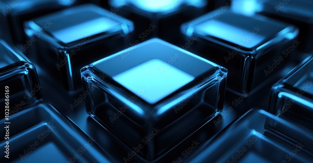 Abstract Blue Cubes