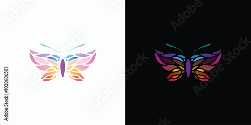 Butterfly mosaic shape vector logo design with modern, simple, clean and abstract style. Icon for business, beauty and personal branding.