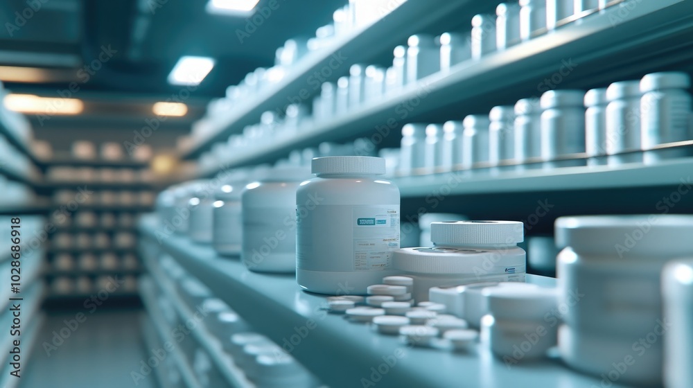 Organized storage of prescription pill bottles in a sterile pharmacy environment. Organized storage of prescription pill bottles in a sterile pharmacy environment.