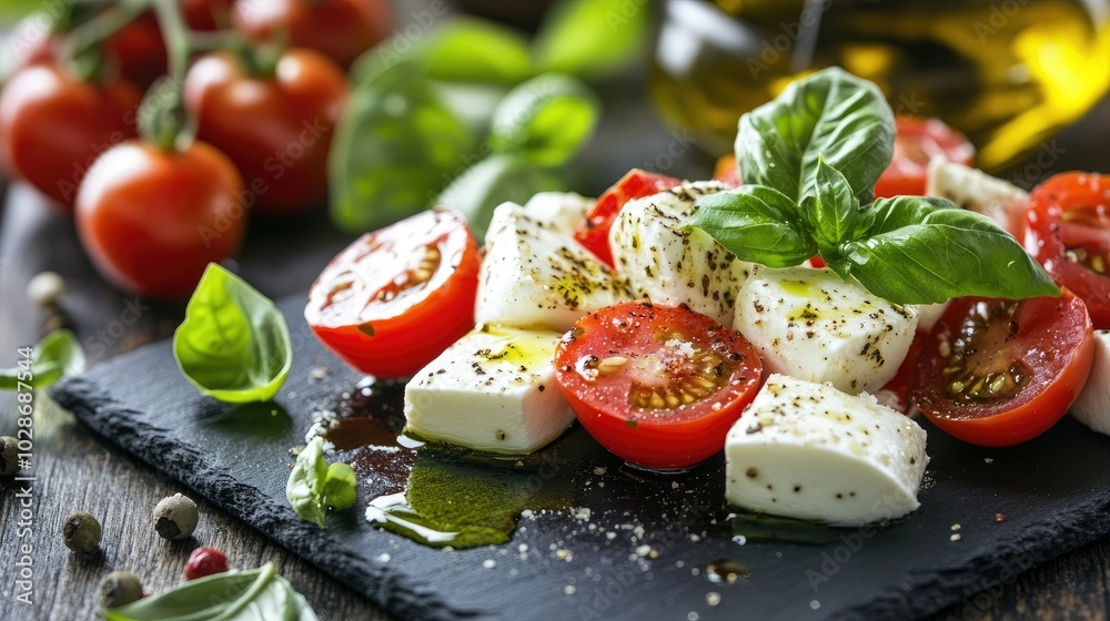 Fresh Caprese Salad with Basil and Olive Oil Fresh Caprese Salad with Basil and Olive Oil