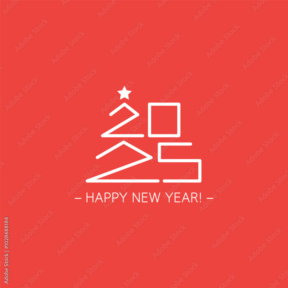 Happy New Year 2025 greeting card