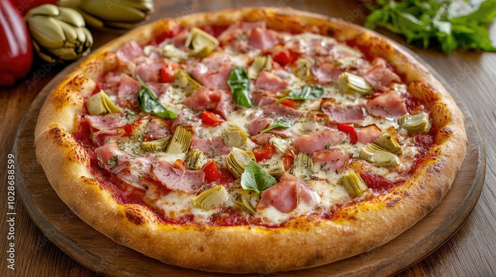 Delicious Capricciosa Pizza with Fresh Toppings Delicious Capricciosa Pizza with Fresh Toppings