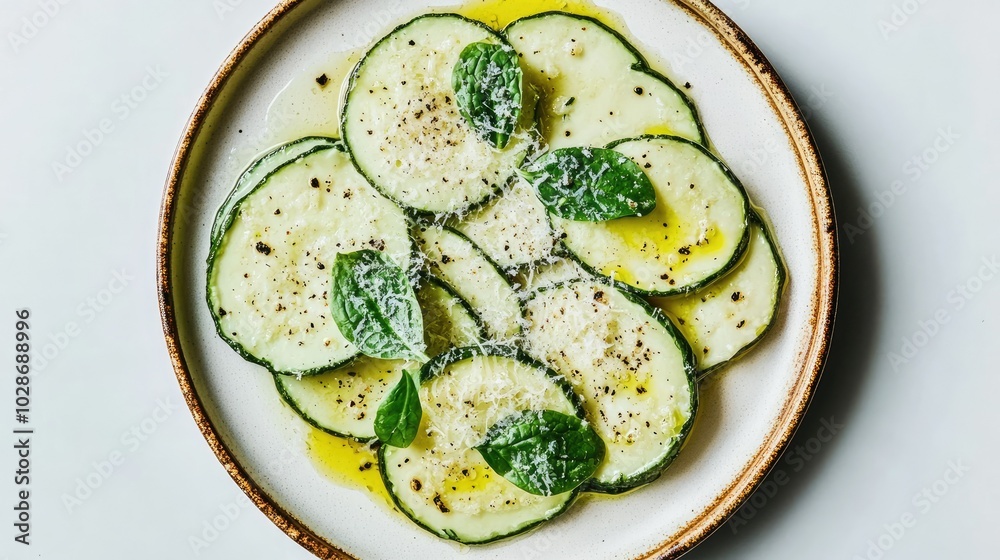 Freshly Cooked Spinach with Zucchini Slices Freshly Cooked Spinach with Zucchini Slices