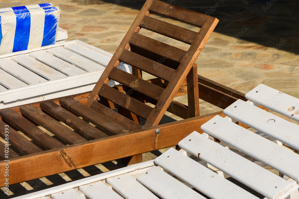 Fototapeta premium sun loungers near the pool