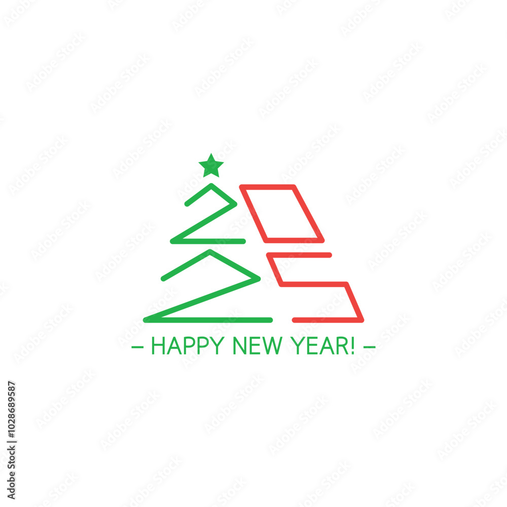 Happy New Year 2025 greeting card