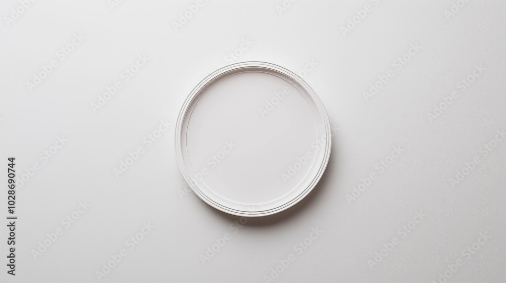 A Minimalist White Circular Plate Isolated on a Smooth Surface A Minimalist White Circular Plate Isolated on a Smooth Surface