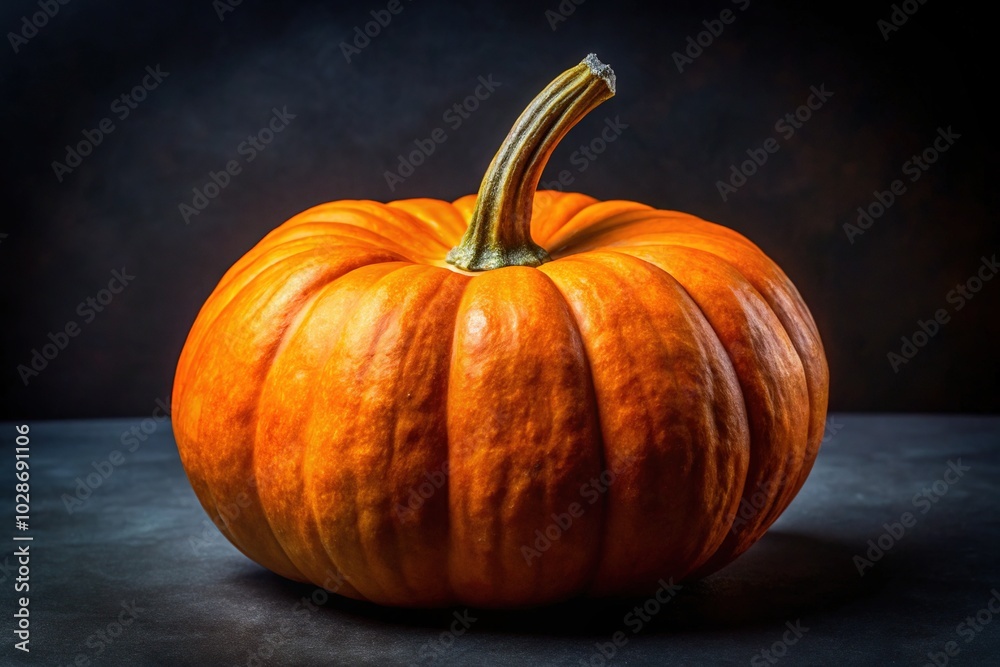 Fresh Organic Whole Orange Pumpkin on Black Background - Closeup Portrait Photography of Healthy Vegan Ingredients for Cooking and Culinary Use Fresh Organic Whole Orange Pumpkin on Black Background - Closeup Portrait Photography of Healthy Vegan Ingredients for Cooking and Culinary Use