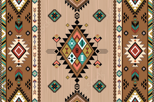 Navajo tribal vector seamless pattern. Native American ornament. Ethnic South Western decor style. Boho geometric ornament. blanket, rug. Woven carpet	