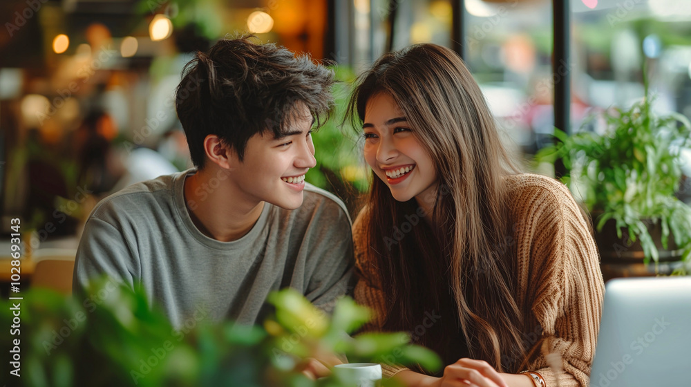 Portrait of a young malayasian couple in cafe. Portrait of a young malayasian couple in cafe.
