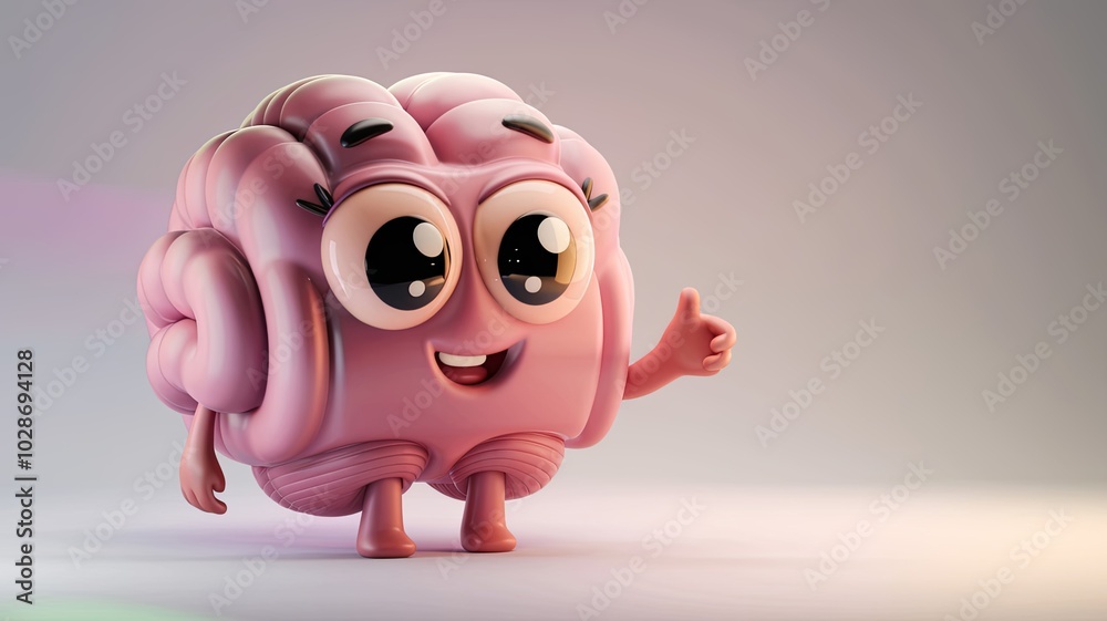 3D Cartoon Brain Character with Friendly Smile and Expressive Eyes in Soft, Playful Colors Generative AI 3D Cartoon Brain Character with Friendly Smile and Expressive Eyes in Soft, Playful Colors Generative AI