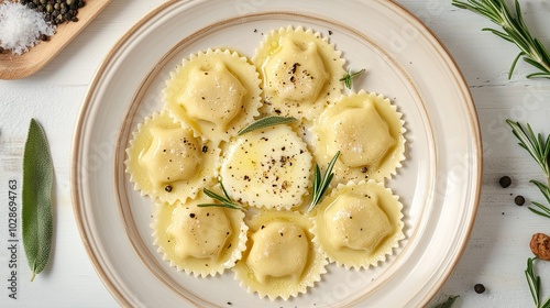 Delicious Fresh Ravioli with Herbs and Olive Oil