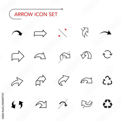 Arrows icons set. Vector stroke icons set. Set perfect for show direction, logo design, packaging instruction and other. EPS10.