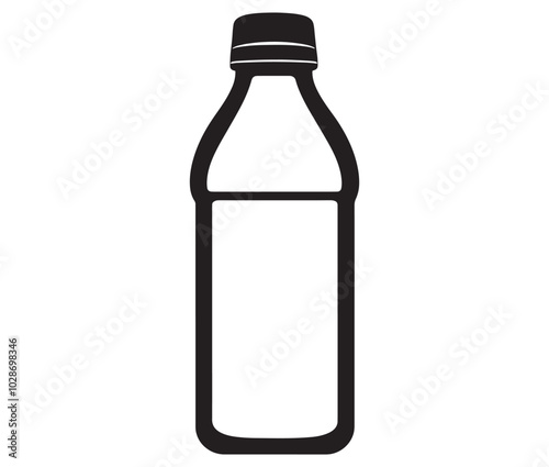 Bottle of water isolated on white, Vector Design Milk Bottle Icon Style, Line art bottle icon