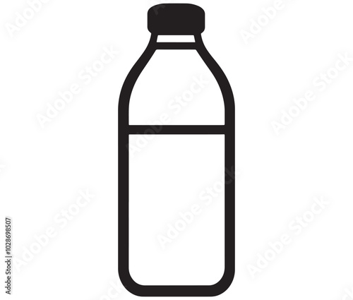 Bottle of water isolated on white, Vector Design Milk Bottle Icon Style, Line art bottle icon