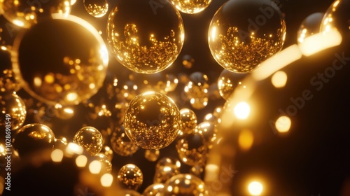 Golden Floating Spheres in Varying Sizes