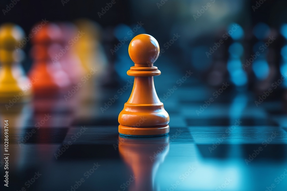 Double Color Pawn Amidst Other Chess Pieces On Board, Generative AI Double Color Pawn Amidst Other Chess Pieces On Board, Generative AI
