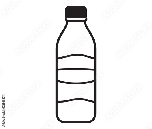 Bottle of water isolated on white, Vector Design Milk Bottle Icon Style, Line art bottle icon
