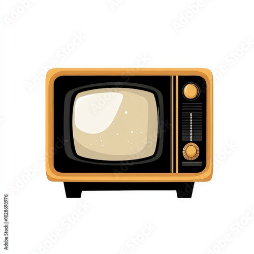 Vintage television set with a retro design on a white isolated background. photo