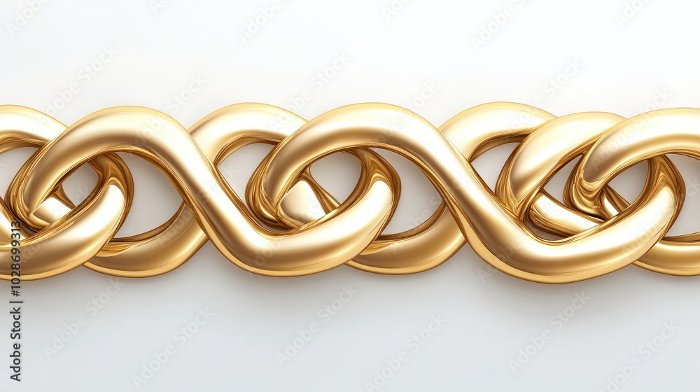 Naklejka premium Golden Interlocking Shapes with Metallic Texture