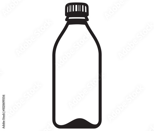 Bottle of water isolated on white, Vector Design Milk Bottle Icon Style, Line art bottle icon