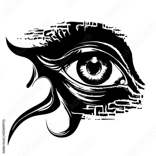 Unlock a World of Creativity with a Stunning Vector Image of a Stylized Eye – Perfect for Your Art Projects, Branding, and Unique Designs, Infuse Your Work with Intrigue, Depth, and Visual Appeal