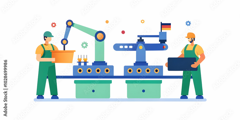 Factory Workers Operating AI Machinery in Germany: A Candid Capture of Precision and Connectivity in Industrial Automation and Manufacturing Progress | Photo Stock Concept Factory Workers Operating AI Machinery in Germany: A Candid Capture of Precision and Connectivity in Industrial Automation and Manufacturing Progress | Photo Stock Concept