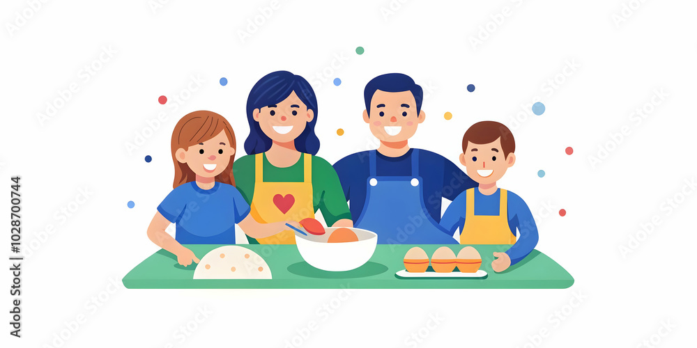 Heartwarming Family Baking Cookies Together in a Bright Kitchen: Parents and Children Sharing Fun Moments with Flour-Covered Hands and Smiles - Capture the Joy and Create Your Own Recipe