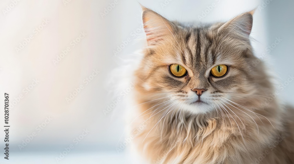 Fluffy cat with striking golden eyes, soft fur, looking directly at the viewer. Fluffy cat with striking golden eyes, soft fur, looking directly at the viewer.