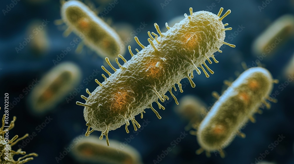 Naklejka premium Microscopic View of Bacteria for Scientific Research and Healthcare Imagery