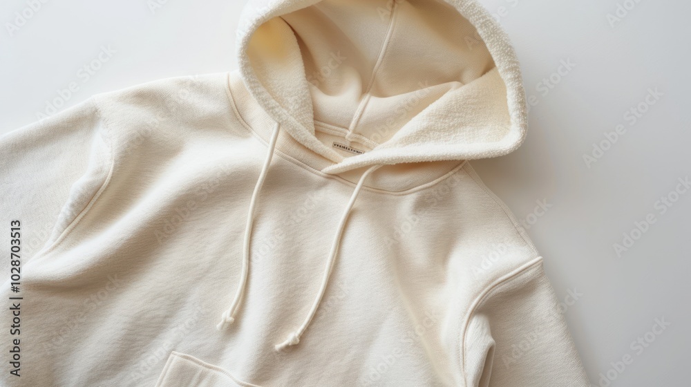 Off-White Hooded Sweatshirt with Drawstrings and Pocket Off-White Hooded Sweatshirt with Drawstrings and Pocket