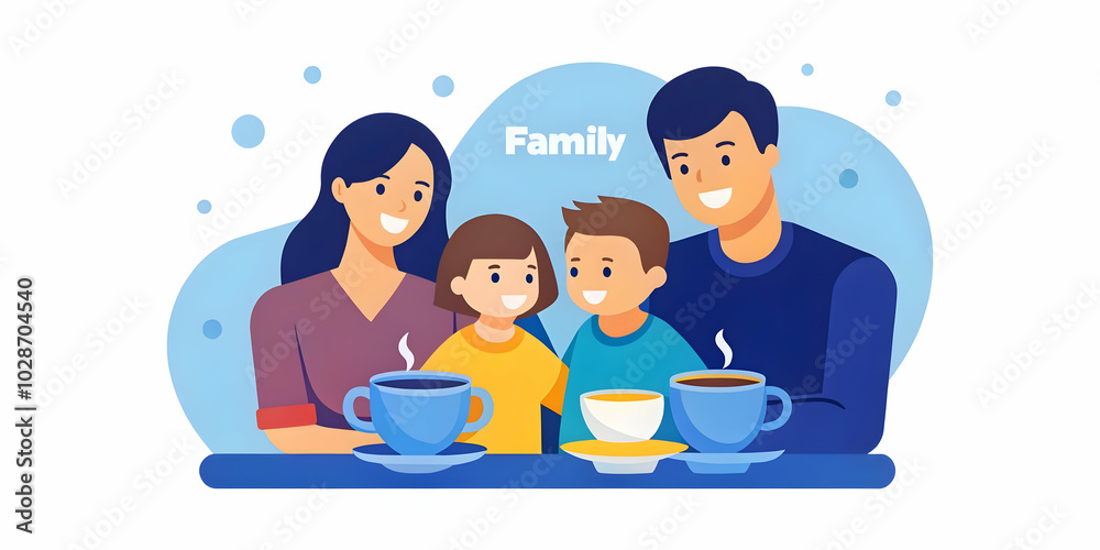 Family Enjoying Coffee Together in a Glossy Pastel Background: A Warm Moment of Connection and Relaxation Perfect for Stock Photo Concept with Advertising Space Family Enjoying Coffee Together in a Glossy Pastel Background: A Warm Moment of Connection and Relaxation Perfect for Stock Photo Concept with Advertising Space