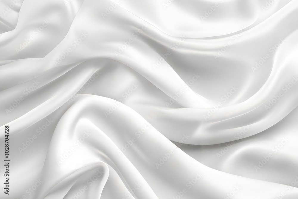 White satin silk fabric flowing and forming elegant curves background for textile, material, texture design conept