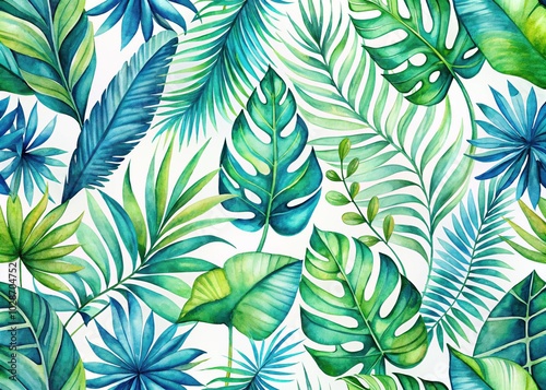 Tropical Watercolor Palm Leaves Pattern for Summer Decor and Design