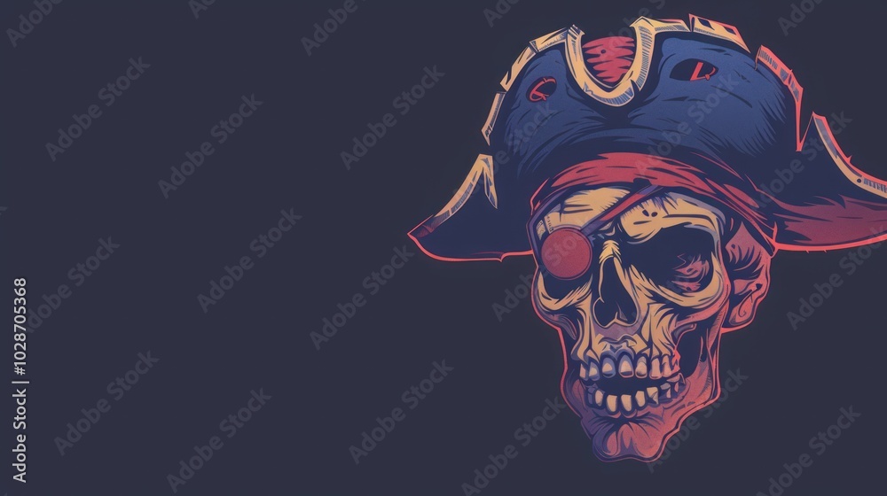 A Skull Wearing a Pirate Hat and Eyepatch A Skull Wearing a Pirate Hat and Eyepatch