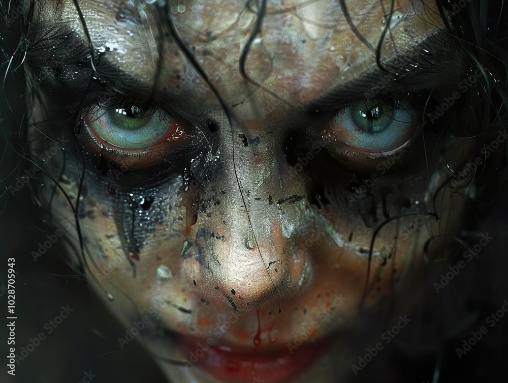 Dark Portrait: Creepy Eyes and Blood