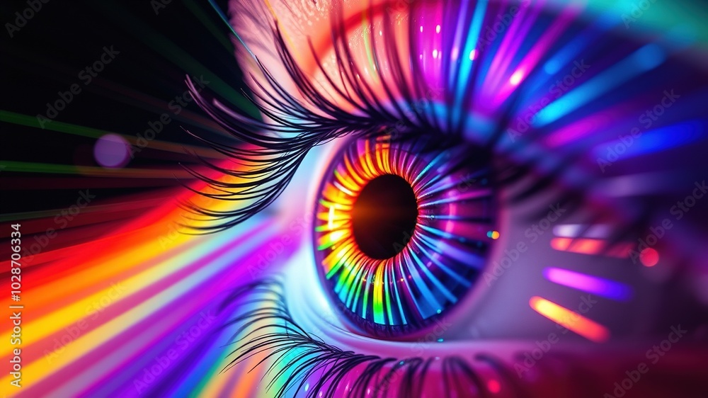 Vibrant Iris and Rainbow Spectrum: A Futuristic Vision in 32K Photorealistic Animation Vibrant Iris and Rainbow Spectrum: A Futuristic Vision in 32K Photorealistic Animation