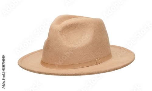 Beige wide brimmed felt hat photo