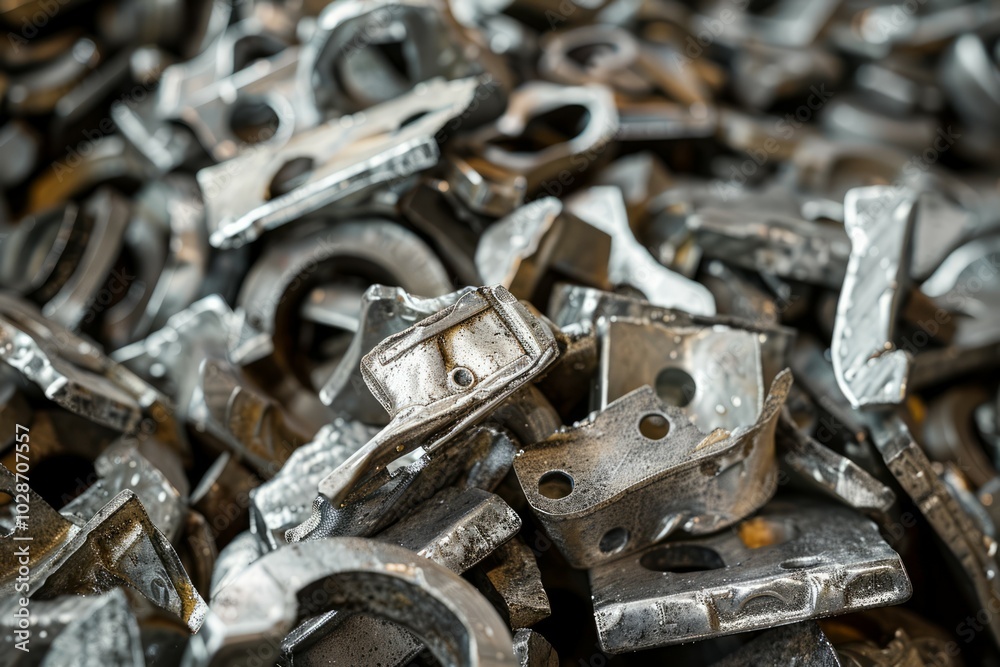 Photo of Pile of cast aluminum scrap. Background texture for backdrops or mapping Photo of Pile of cast aluminum scrap. Background texture for backdrops or mapping