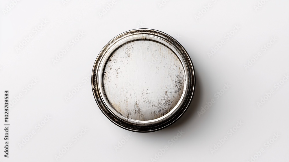 A metallic jar lid rests on a pristine white surface, highlighting its sleek texture and minimalist design, perfect for product visuals. A metallic jar lid rests on a pristine white surface, highlighting its sleek texture and minimalist design, perfect for product visuals.