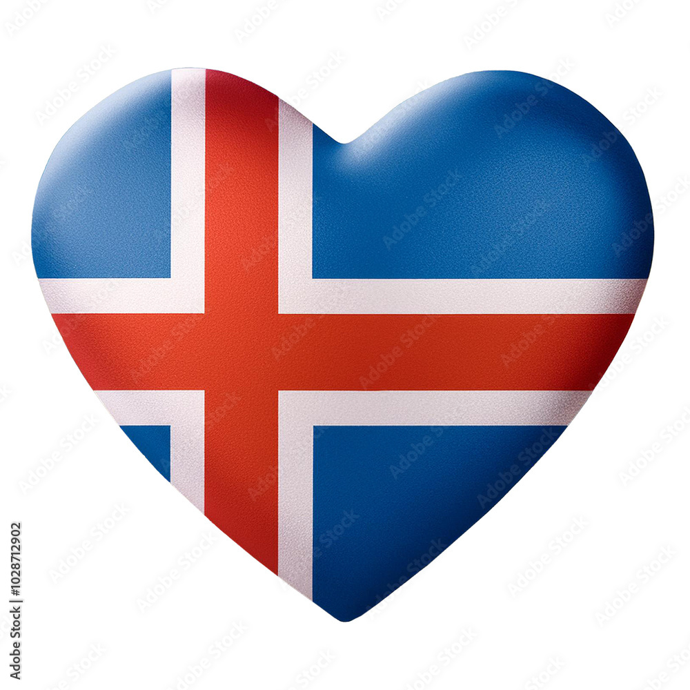 Iceland flag in heart shape.