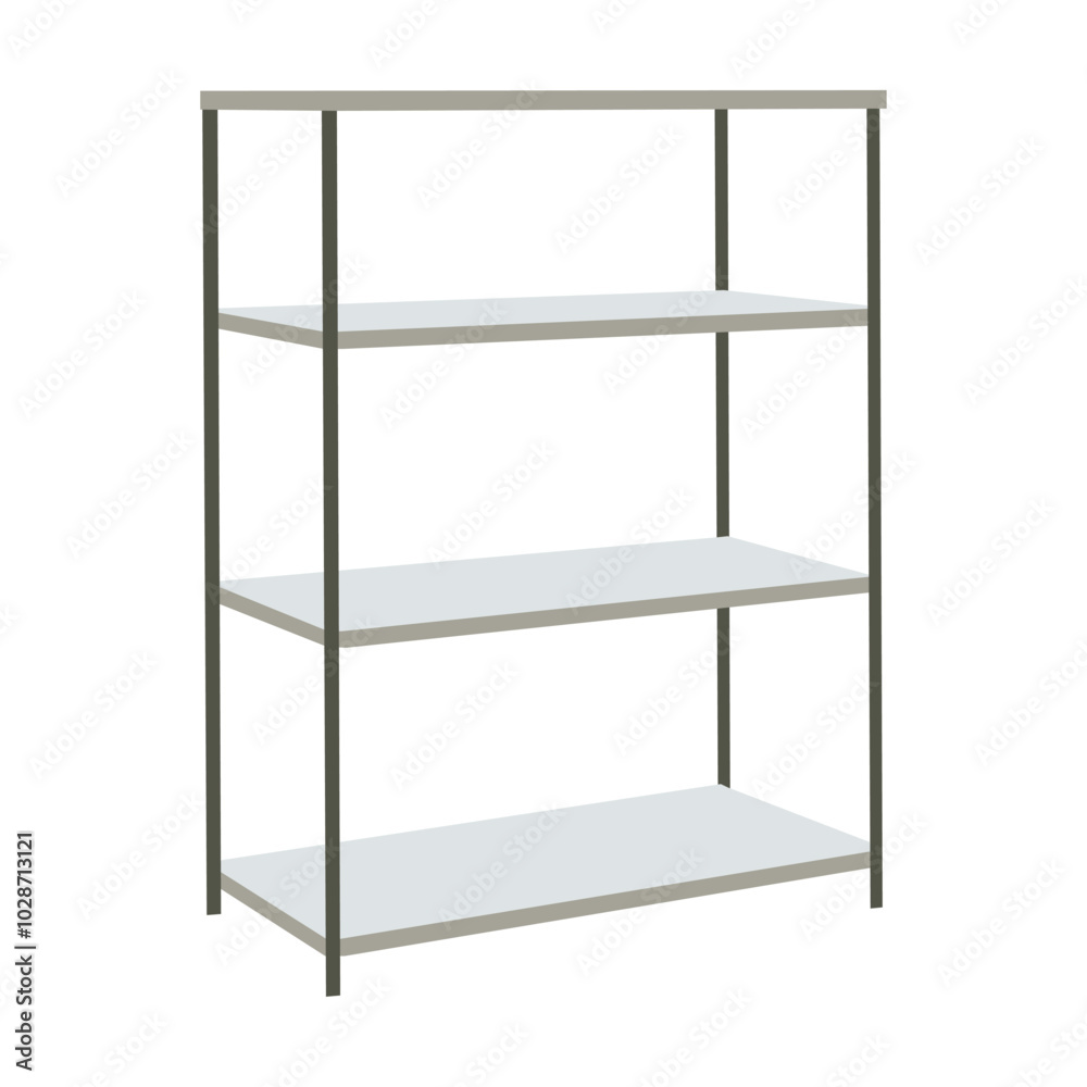 Vector illustration of a steel shelf rack, ideal for industrial, warehouse, or home storage design Vector illustration of a steel shelf rack, ideal for industrial, warehouse, or home storage design