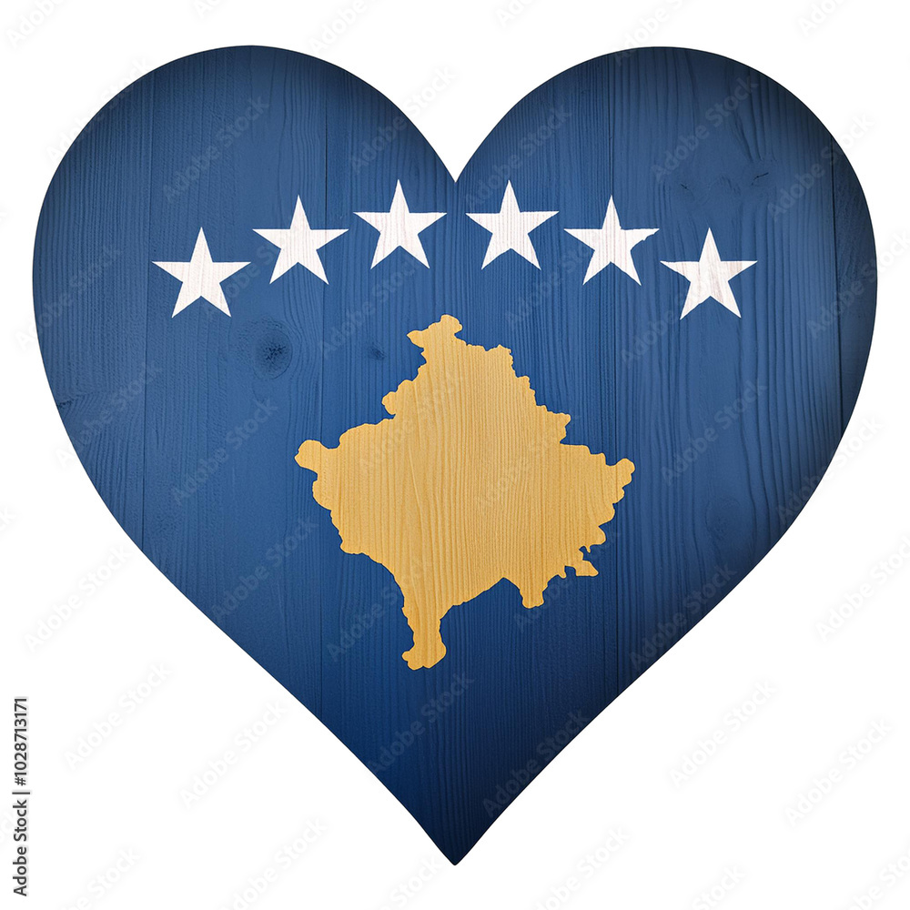 Kosovo flag in heart shape.