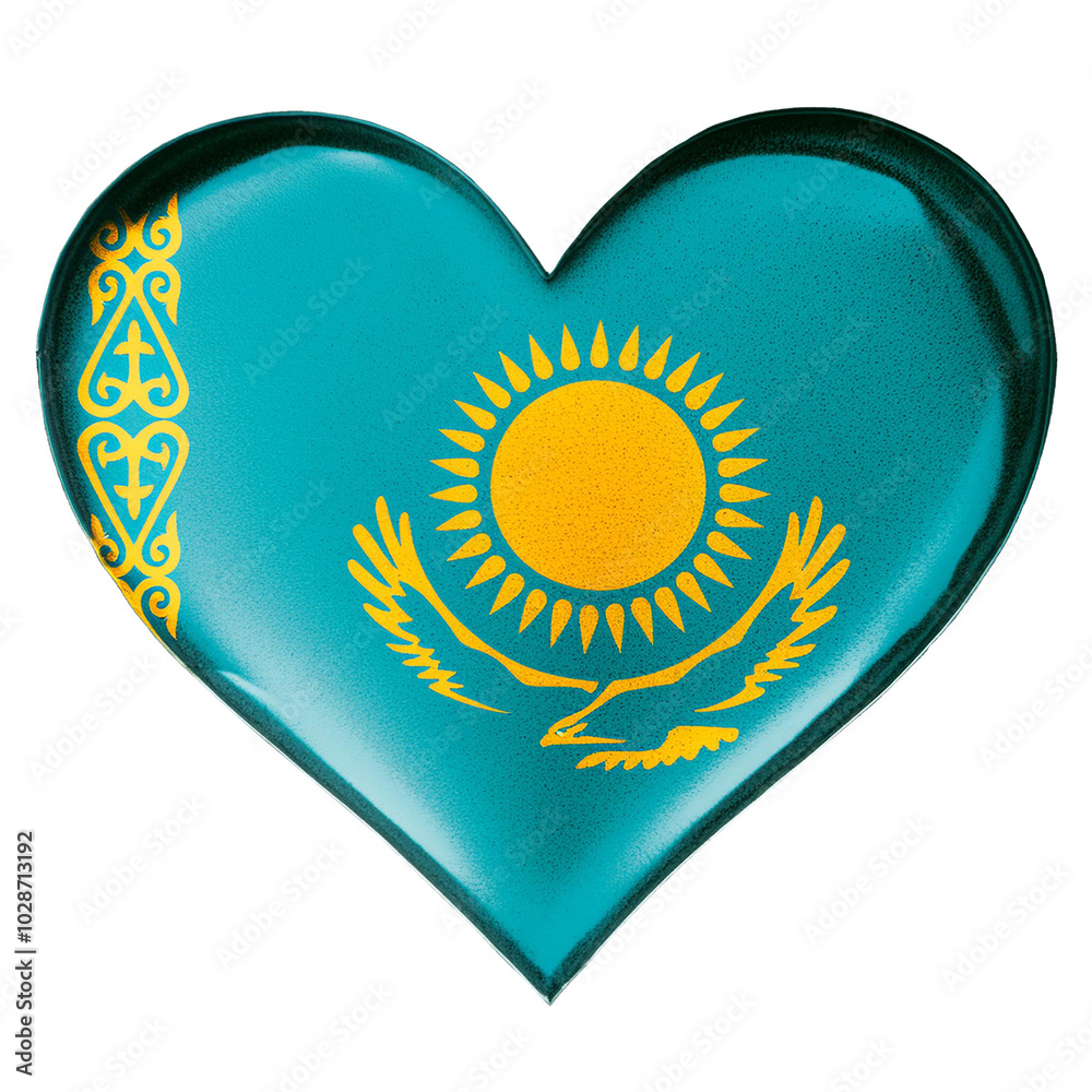 Kazakhstan flag in heart shape.