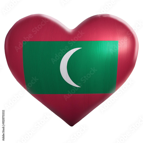 Maldives flag in heart shape.