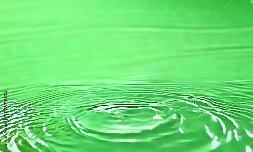 Energetic water ripple patterns interacting and overlapping on green screen, perfect for creating vibrant aquatic-themed visuals